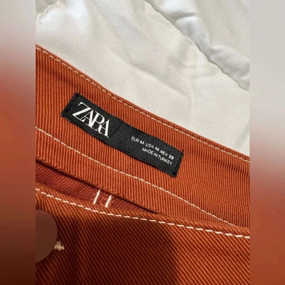 ZARA Brown Seamed Mini Skirt Size M